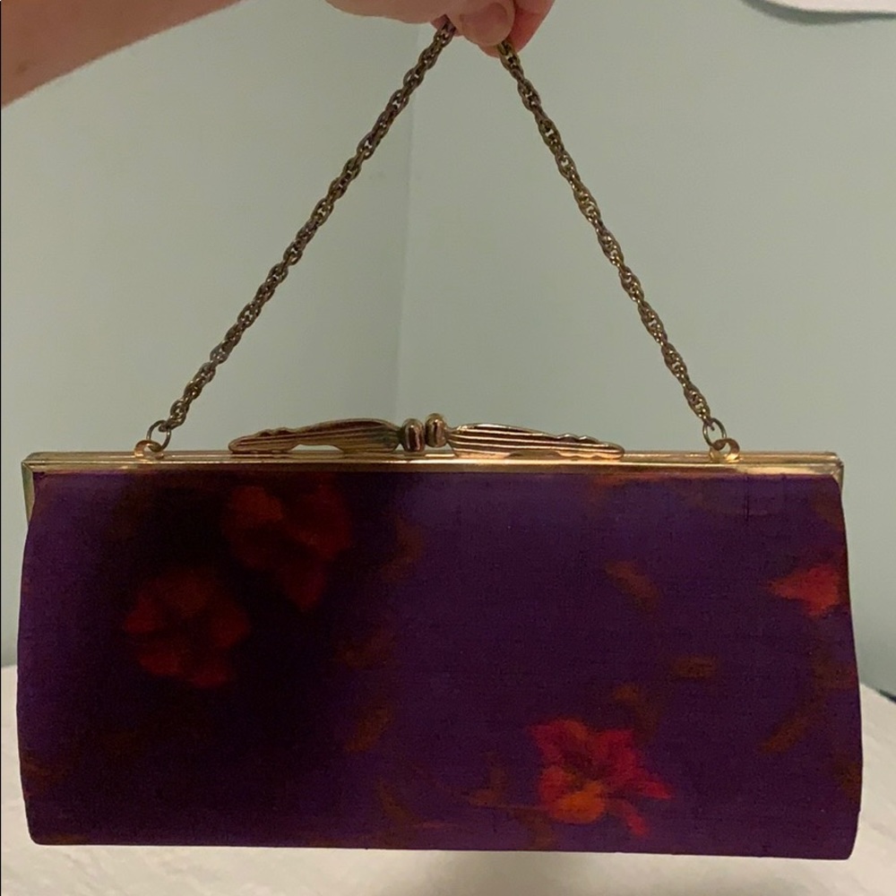 Vintage Floral Purple Clutch purse